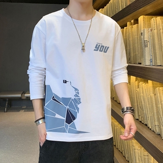 เสื้อยืดลําลอง แขนยาว คอกลม พิมพ์ลาย สวมใส่สบาย ระบายอากาศได้ดี สําหรับผู้ชาย