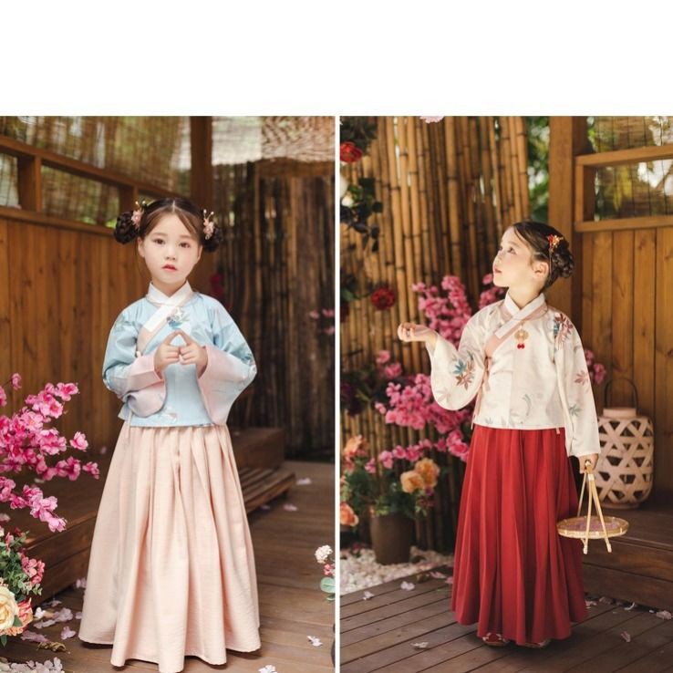 ชุดจีนโบราณ-เสื้อผ้าเด็กผู้หญิง-เดรสเด็กผู้หญิง-ชุดจีนโบราณเด็กผู้หญิง-ชุดพิมพ์-hanfu-เสื้อผ้าเด็ก-เซ็ต2ชิ้น