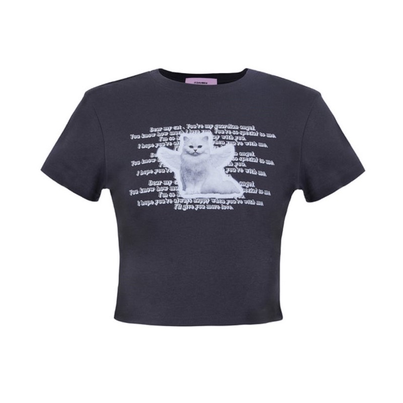 Pre-order]เสื้อยืด Itzavibe Angel Cat Crop T-Shirt | Shopee Thailand