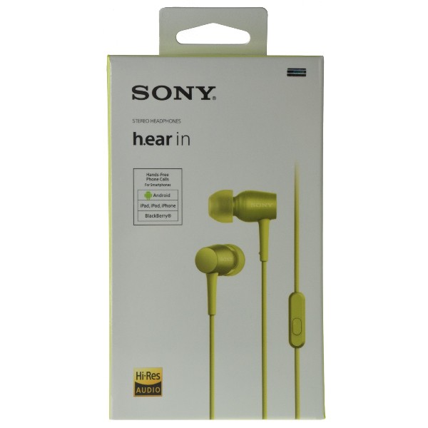 Sony MDR EX750AP h.ear in In Ear Hi Res Audio Headphones with Mic Lime Yellow
