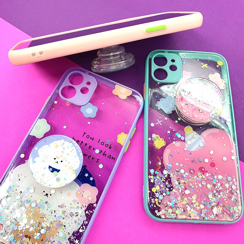 vivoพร้อมส่ง-เคสมือถือ-tpu-ขอบสีกันกล้องกากเพชรกริตเตอร์-ฟรี-griptok-เคสการ์ตูน-รายละเอียดสินค้า