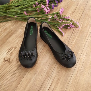 ส่งฟรี!! Cocoro Mochi Floral Black รองเท้าสุขภาพ รองเท้าผู้หญิง หุ้มส้นน้ำหนักเบาพื้นโมจิ รองรับแรงกระแทกจากการเดินได้ดี