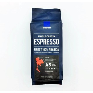 ภาพหน้าปกสินค้าเมล็ดกาแฟ อาราบิก้า คั่วเข้ม เอ5 บลูคอฟ 250 กรัม  Bluekoff ARABICA COFFEE BEANS A5 Dark roast  250G. ที่เกี่ยวข้อง