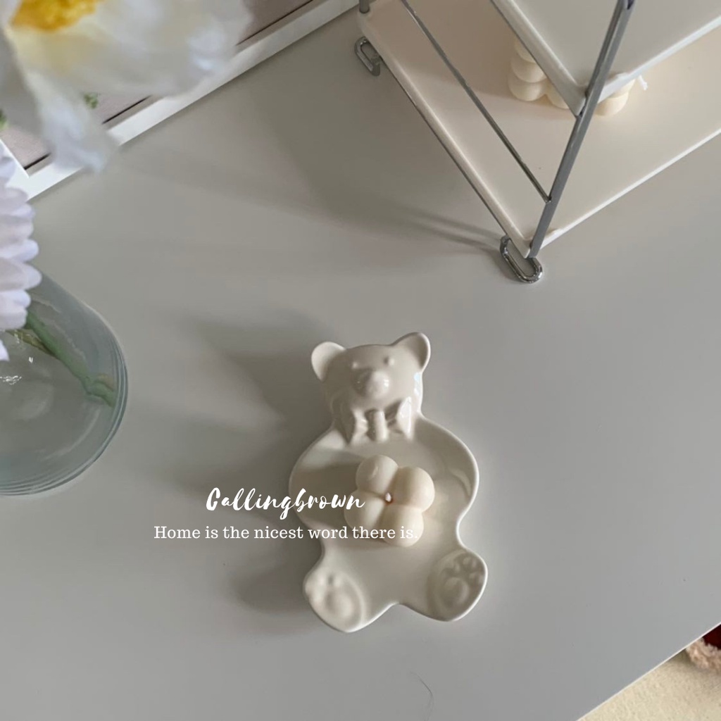 callingbrown-พร้อมส่ง-home-cafe-จาน-จานเซรามิค-จานน้องหมี-หมี