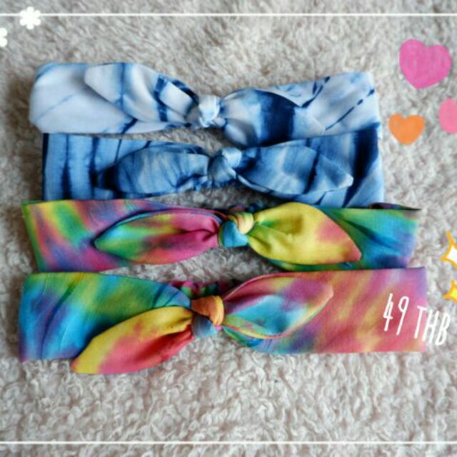 คาดผมมัดย้อม-สีคราม-รุ้ง