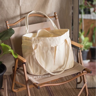 Bread Canvas bag กระเป๋าผ้าใบขนาดใหญ่ สะพายไหล่ ผ้าแคนวาส พร้อมส่ง