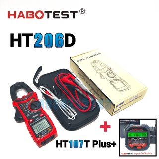 HABOTEST HT206D+HT107T(ภาษาไทย) วัด AAC,ADC 600A คลิปแอมป์มิเตอร์ แคล้มป์มิเตอร์ มิเตอร์วัดไฟ มัลติมิเตอร์ดิจิตอล