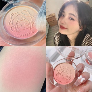 Sweet but salt ~ low saturation powder blush matte peach milk tea color fine flash rouge student party daily whitening