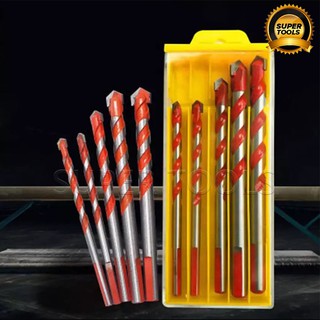 5pcs(6/6/8/10/12mm) ชุดดอกสว่านเจาะรู อเนกประสงค์ Alloy Triangle Overlord Drill Bits เจาะไม้ เจาะเหล็ก เจาะปูน เจาะกระเบ