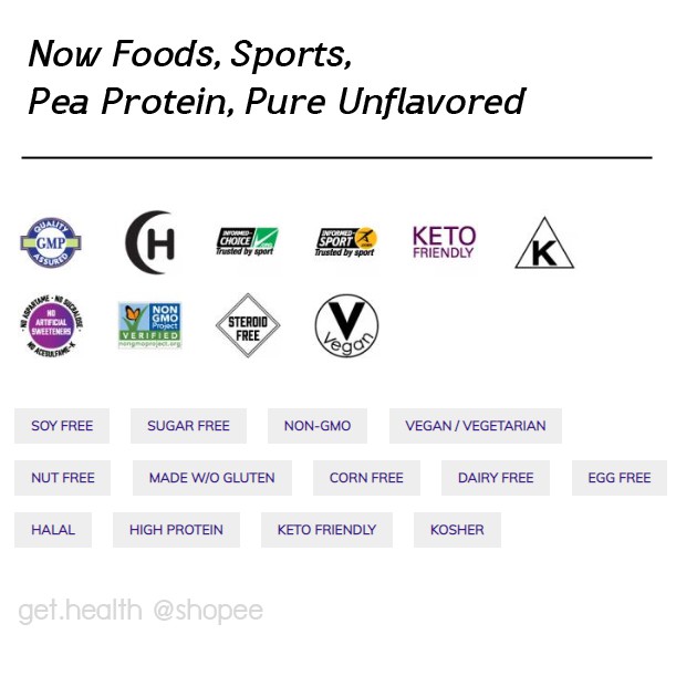 ภาพหน้าปกสินค้าพร้อมส่ง USA โปรตีนจากถั่วลันเตา Now Foods, Sports, Pea Protein, Pure Unflavored, 340/907กรัม จากร้าน get.health บน Shopee