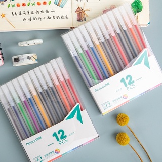 ชุดปากกาเจล หลากสี 12 สี สไตล์เรโทร สร้างสรรค์ สําหรับวาดภาพ มาร์กเกอร์