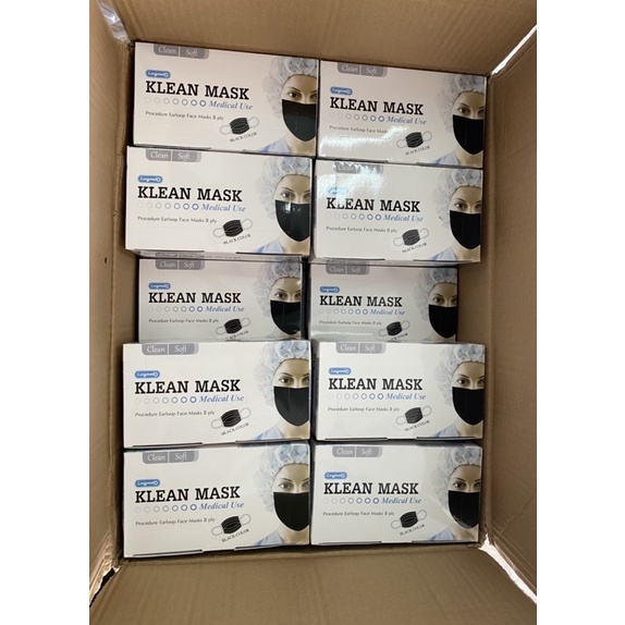 Klean mask สีดำ ยกลัง หน้ากากทางการแพทย์ 70กล่อง ต่อลัง | Shopee Thailand