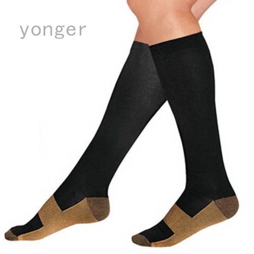 รูปภาพสินค้าแรกของNew Miracle Copper Socks Anti Fatigue Compression black UNISEX without box