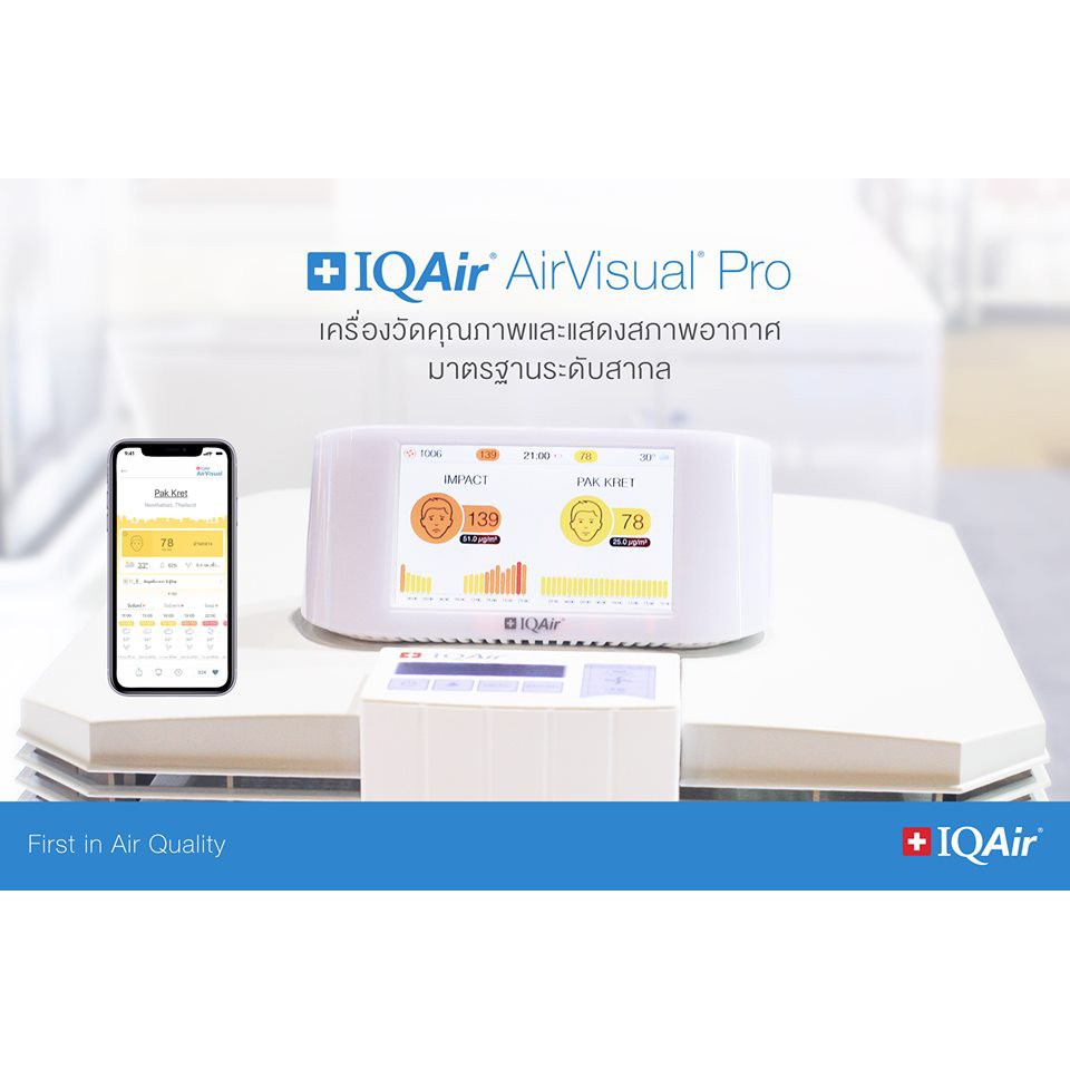 AirVisualPro เครื่องวัดคุณภาพและแสดงสภาพอากาศมาตรฐานระดับสากล - รับ ...