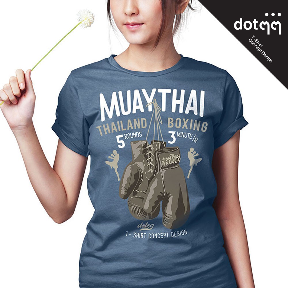 dotdotdot-เสื้อยืดหญิง-concept-design-ลาย-muaythai-blue