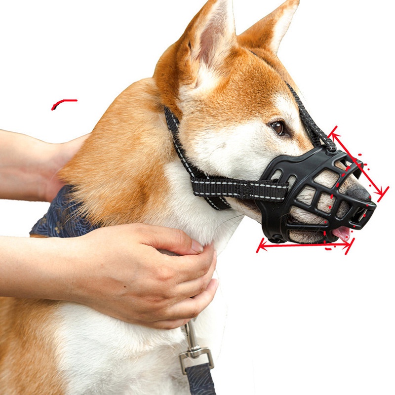 พร้อมส่ง-ที่ครอบปากสุนัข-ป้องกันการกัด-ปรับได้-น้องหมาดื่มน้ำได้-หน้ากากสัตว์เลี้ยง