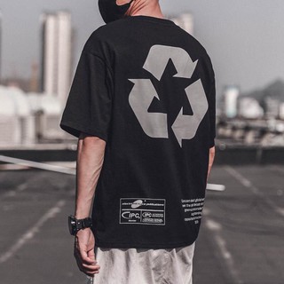 【100% cotton】ฤดูร้อนญี่ปุ่นหลวมสบาย ๆ คอกลมแขนสั้นยุโรปและอเมริกาสตรีทฮิปฮอปเสื้อยืดคนรักน้ำการพิมพ์แบรนด์ครึ่งแขนแนวโน้
