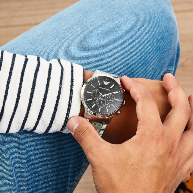 ภาพสินค้าEMPORIO ARMANI นาฬิกาข้อมือผู้ชาย รุ่น AR2460 Sportivo Chronograph Black Dial - Silver จากร้าน ralunar บน Shopee ภาพที่ 4