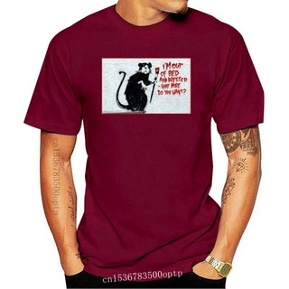 [S-5XL] เสื้อยืด พิมพ์ลาย BANKSY RAT IM OUT OF BED GRAFFITI ART - S WOS TOPS S TO 5XL สําหรับผู้ชาย