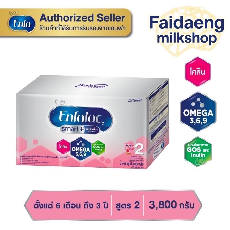 ภาพหน้าปกสินค้าEnfalac Smart 2 เอนฟาแล็ค สมาร์ท สูตร 2 3800กรัม (8ซอง) จากร้าน faidaengmilkshop บน Shopee