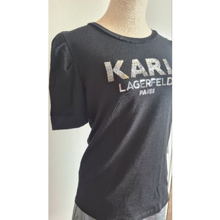 เสื้อยืดผู้หญิง Karl Lagerfeld สีดำ แขนตุ๊กตา