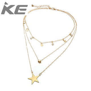 Jewelry Simple five-pointed star pendant star diamond multi-necklace three-clavicle chain for