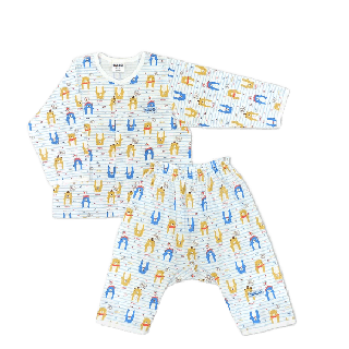 [3ชุดลด100] ชุดนอนเด็ก ชุดเซตเด็ก อายุ 3 เดือน ถึง 7 ปี คอลเลคชั่น Giant Bear (สีฟ้า,สีส้ม) (BSL)