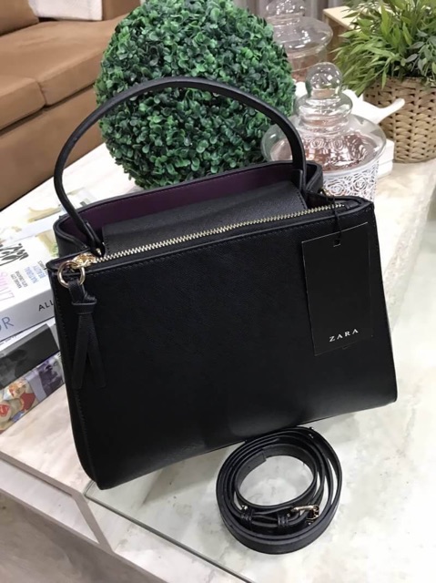 ของแท้-zara-medium-tote-bag-กระเป๋าถือหนัง-saffiano