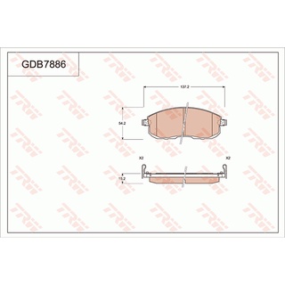 ผ้าดิสเบรคหน้า NISSAN JUKE F15 2010- PULSAR C12 2012- SYLPHY B17 2012- GDB7886 TRW