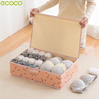 Ecoco กล่องเก็บชุดชั้นใน มีหลายช่อง พร้อมฝาปิด ที่เก็บชุดชั้นใน กางเกงใน แบบช่อง พับเก็บได้ กล่องจัดระเบียบ