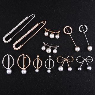 New Fashion Pearl Brooch Popular Style Wild Clothing Accessories Pearl Low-cut V-neck Anti-light Brooch Female for Party