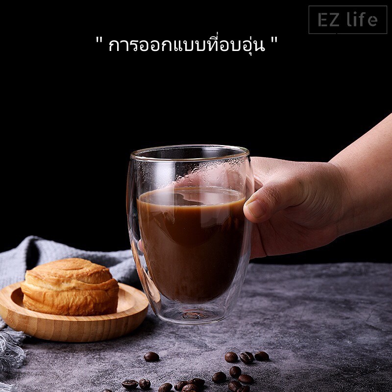 ez-แก้วกาแฟใส-2-ชั้น-ดีไซน์หรูหรา-ทนร้อนและเย็น-double-layer-glass-cup-afternoon-tea-drinks