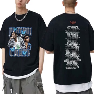 [S-5XL] เสื้อยืดแขนสั้น พิมพ์ลาย Playboi Carti สไตล์ฮิปฮอป ฮาราจูกุ สําหรับผู้ชาย และผู้หญิง 2 ชิ้น