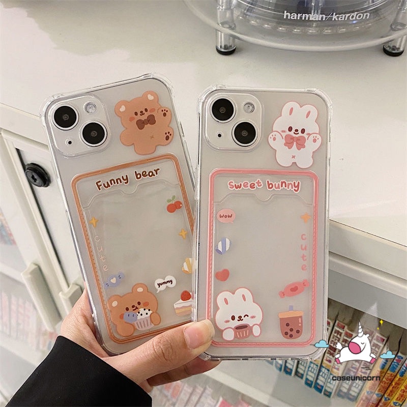 เคสโทรศัพท์มือถือนิ่ม-ลายการ์ตูนหมี-กระต่ายน่ารัก-พร้อมช่องใส่บัตร-สําหรับ-samsung-a04e-a14-a04-a33-a12-a03s-a50-a52s-a13-a53-a32-a50s-a30s-a02s-a10s-a22-a52-m22-a20-a30-a73-a71-a51-a23-m32-a72-a02-a0