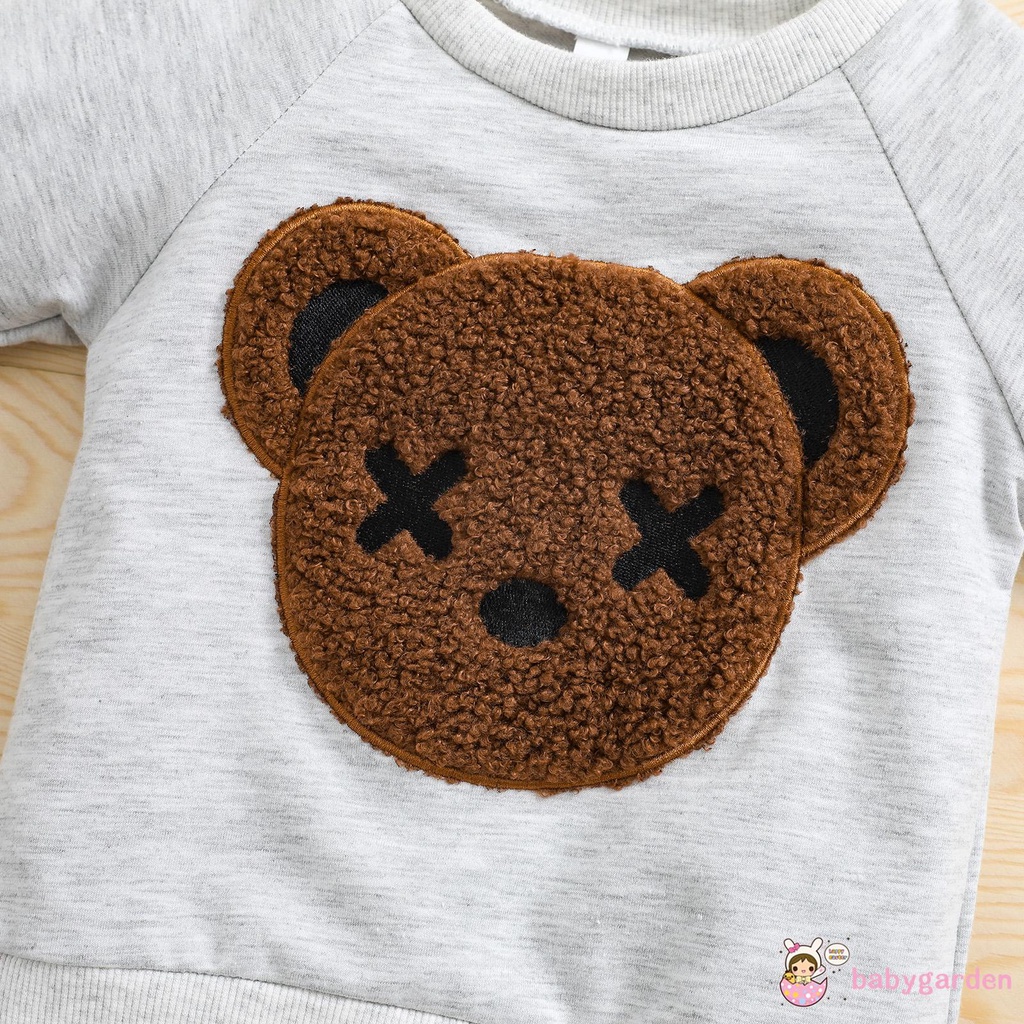 babygarden-เสื้อกันหนาวคอกลมแขนยาวลายการ์ตูนหมี-กางเกงเอวยางยืดสําหรับเด็ก-1-5-ปี