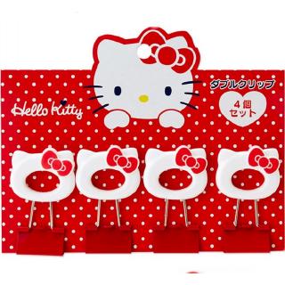 สินค้า Hello Kitty คลิปหนีบกระดาษ น่ารักคลิปโลหะ คลิปหนีบ 4 ชิ้น คลิปไฟล์ ผู้จัดงาน สำนักงาน คลิปหางนกนางแอ่น แข็งแรง ทนทาน