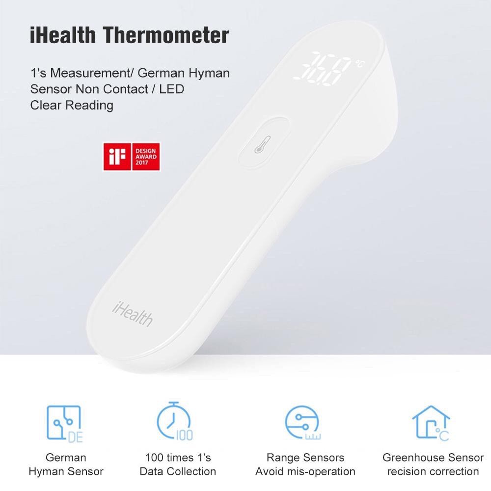 พร้อมส่ง-xiaomi-mijia-ihealth-thermometer-led-display-เครื่องวัดไข้อินฟาเรด-ที่วัดอุณหภูมิ-เครื่องวัดไข้