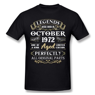 เสื้อยืดคอกลม แขนสั้น ผ้าฝ้าย ลาย Legends Were Born In October 1972s สไตล์วินเทจ สําหรับผู้ชาย O65YT665735สามา