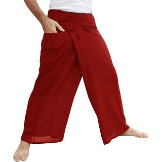 กางเกงเล UNISEX **ของดี ราคาลดสุด ๆ** ผ้าเรย่อน นุ่มสบาย ใส่สะดวก สีแดง