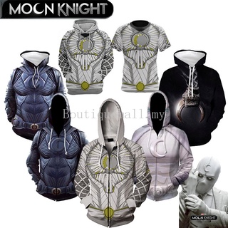 เสื้อแจ็กเก็ตคอสเพลย์ Marc Specto Moon Knight แต่งซิป เหมาะกับวันฮาโลวีน สําหรับผู้ชาย และผู้หญิง