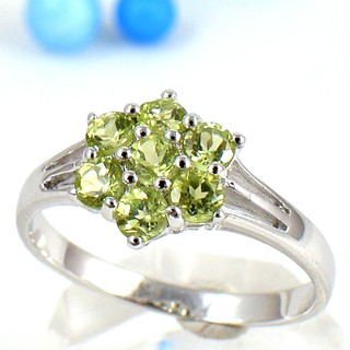 💎S807 แหวนพลอยแท้ แหวนเงินแท้ชุบทองคำขาว พลอยเพอริดอทแท้ 100%