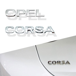 สติกเกอร์โลโก้ ABS โครเมี่ยม สีเงิน ลายโลโก้ Opel Corsa สําหรับติดตกแต่งกันชนหลังรถยนต์
