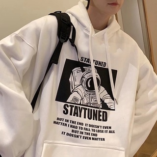 เสื้อแจ็กเก็ตแขนยาว มีฮู้ด ผ้ากํามะหยี่ พิมพ์ลายนักบินอวกาศ ทรงหลวม ขนาดใหญ่ สไตล์เกาหลี สําหรับผู้ชาย ไซซ์ M - 8XL