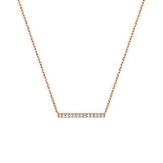 A.CEMI Bar Necklace สร้อยคอเงินแท้ ชุบทอง 18K โรสโกลว์