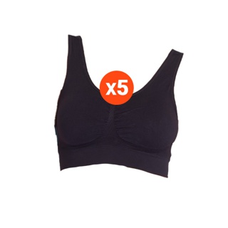 Wacoal Seamless Bra เซ็ต 5 ชิ้น บราสวมหัว ไร้โครง ไร้ตะเข็บ รุ่น WH9C24 สีดำ (BL)