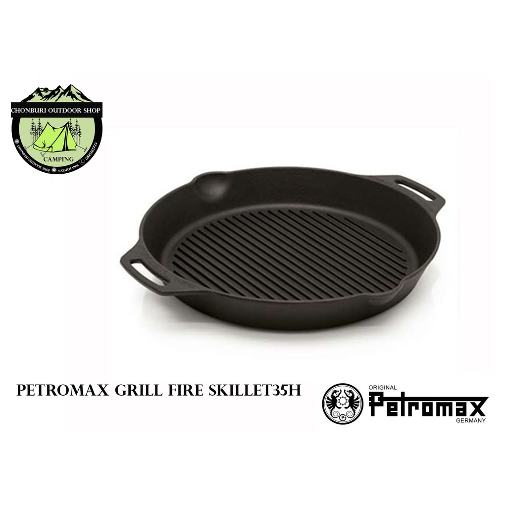 กระทะเหล็กหล่อ-petromax-grill-fire-skillet-gp35hกระทะสำหรับย่างแบบมีด้ามจับสองด้าน