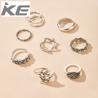 Popular set ring flower leaf wave ring 9-piece set of gold tail ring for women for girls for w