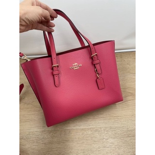 (ผ่อน0%) กระเป๋าสะพายข้าง MOLLIE TOTE 25 (COACH C4084) สีแดง strawberry haze หนังแท้