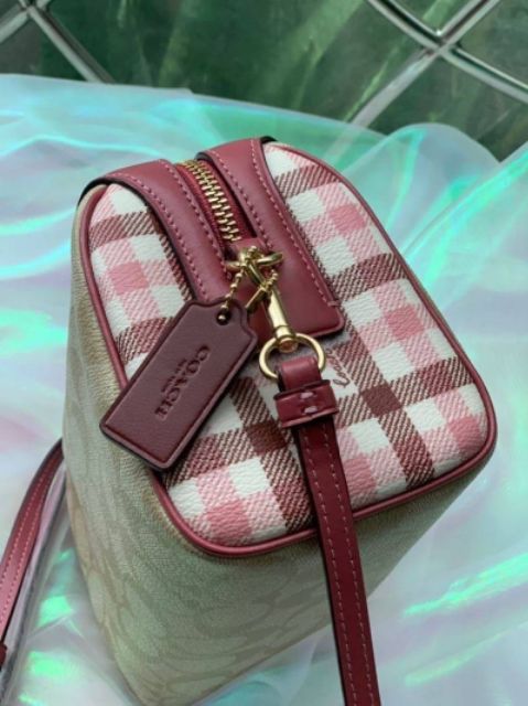 พร้อมส่ง-หมอนไร้หู-f76630coach-gingham-sif766gnature-bennett-crossbody-bag