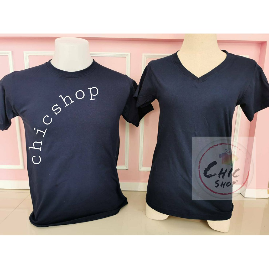 เสื้อยืดสีกรมท่าคอวี-navy-blue-กรมท่า-ผ้า-cotton100